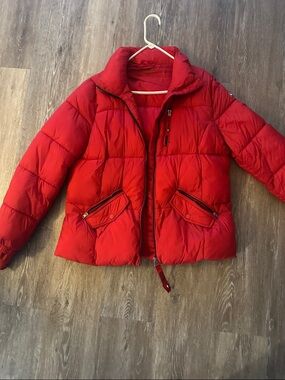 Tommy Hilfiger Bright Red Quilted Puffer Jacket